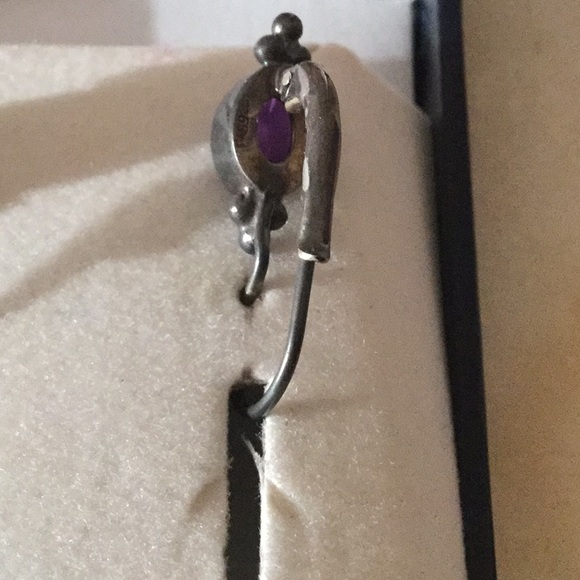 Sterling silver with purple stone drop earrings - Picture 6 of 7
